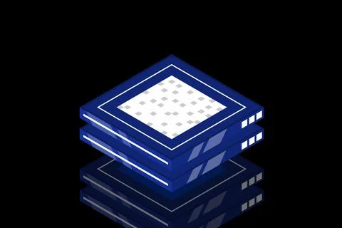 Set of server room icons, data center and database, futuristic data processin Stock Illustration