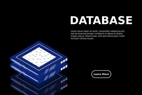 Set of server room icons, data center and database, futuristic data processin Stock Illustration