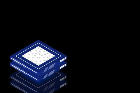 Set of server room icons, data center and database, futuristic data processin Stock Illustration