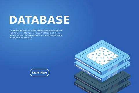 Set of server room icons, data center and database, futuristic data processin Illustrazione stock