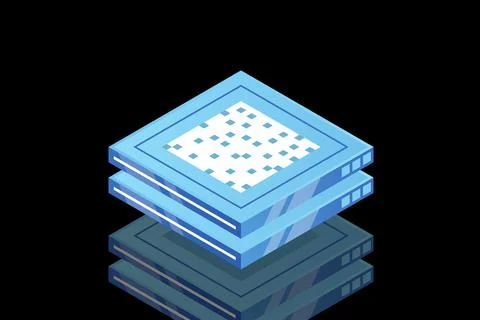 Set of server room icons, data center and database, futuristic data processin Stock Illustration