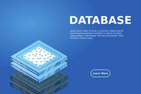 Set of server room icons, data center and database, futuristic data processin Stock Illustration