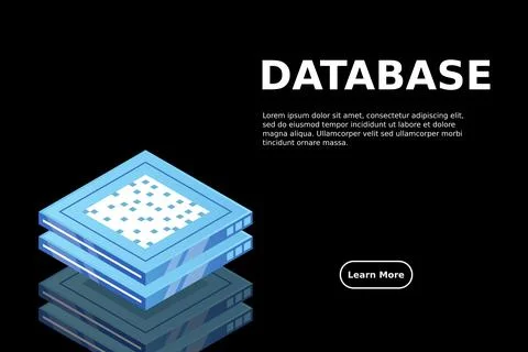 Set of server room icons, data center and database, futuristic data processin Illustrazione stock