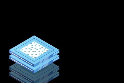 Set of server room icons, data center and database, futuristic data processin Stock Illustration