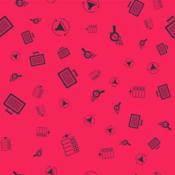 Set Server, Sales funnel with chart, Binary code and Search data analysis on  Stock Illustration