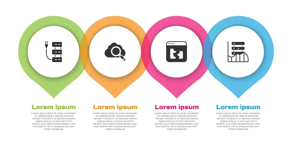 Set Server, Search cloud computing, Broken file and Data, Web Hosting. Business Stock Illustration