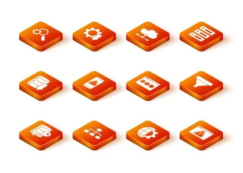 Set Server security with key, Hierarchy organogram chart, Server, Data, Web H Stock Illustration