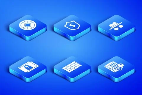 Set Server security with key, Safe, Firewall, wall, Secure your site HTTPS, SSL Illustration