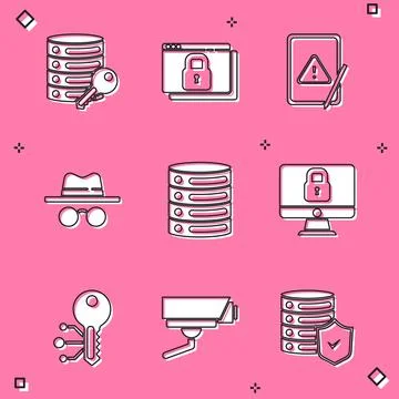 Set Server security with key, Secure your site HTTPS, SSL, Tablet exclamation Illustration