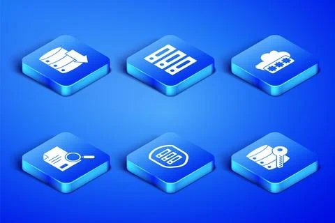 Set Server security with key, Server, Data, Web Hosting, shield, Document search Stock Illustration