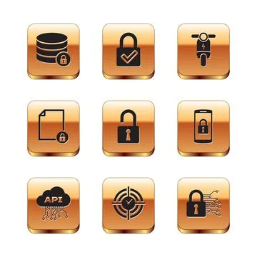 Set Server security with lock, Cloud api interface, Time Management, Open Illustrazione stock