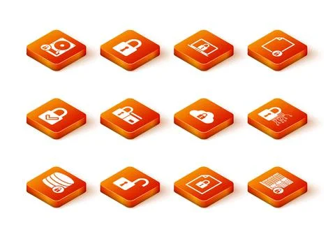 Set Server security with lock, Open padlock, Lock and check mark, Credit ca.. 스톡 일러스트