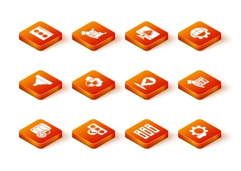 Set Server security with lock, Password protection, Sales funnel, Cloud and 스톡 일러스트