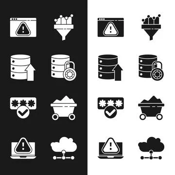 Set Server security with lock, Server, Data, Web Hosting, Browser exclamation Stock Illustration