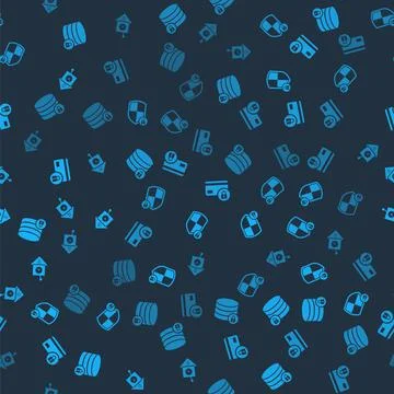 Set Server security with lock, Shield, Credit card and Retro wall watch on Stock Illustration