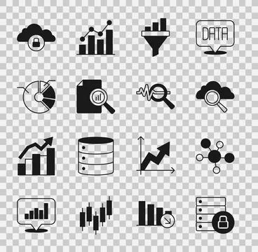 Set Server security with padlock, Mind map infographic, Search cloud computing 库存插图