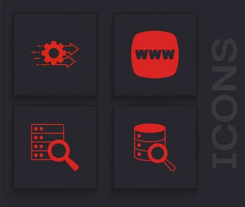 Set Server, Time management, Website template and icon. Vector Stockillustratie