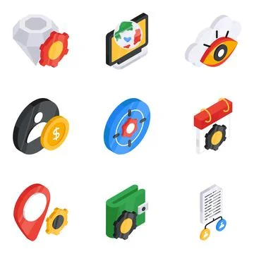 Set of Setting Flat Icons Stock Illustration