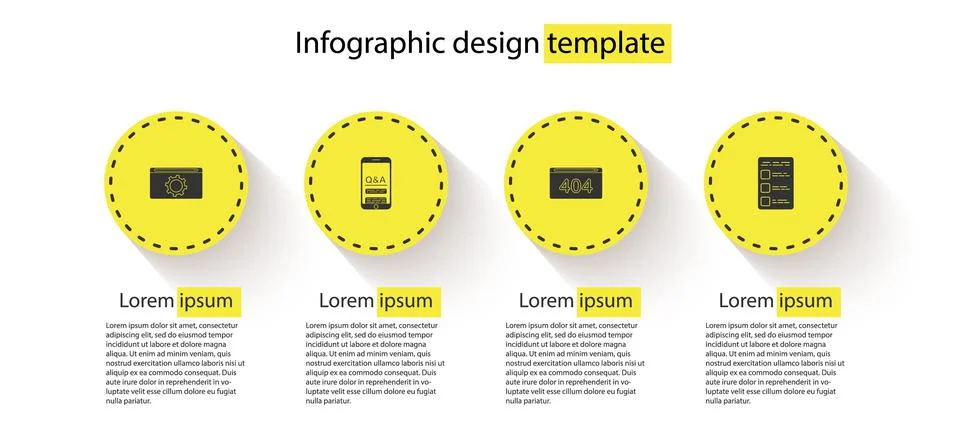 Set Setting, Mobile Question and Exclamation, Page with 404 error and Create Stock Illustration