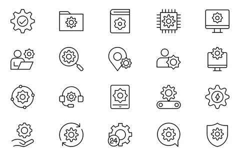 Set of Setup and Settings Related Vector Line Icons. Contains such Icons as.. Stock Illustration