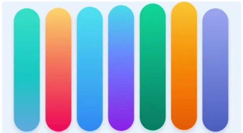 Set of Seven Colorful Vertical Gradient Bars Isolated on White Background Stock Footage 333705935