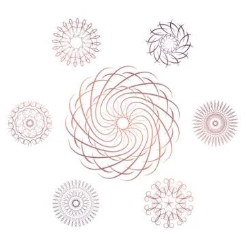 Set of seven geometric circular elements Illustrazione stock