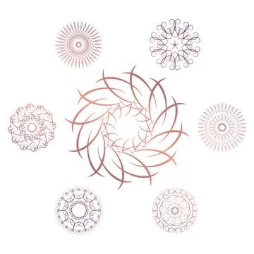 Set of seven geometric circular elements Illustrazione stock