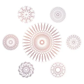 Set of seven geometric circular elements Stock Illustration