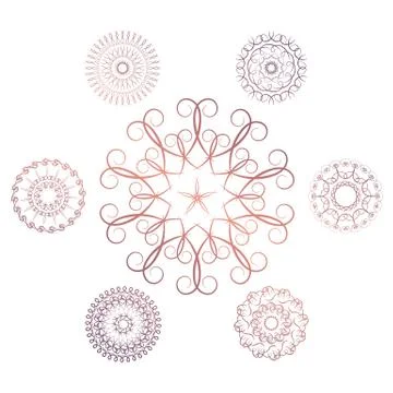 Set of seven geometric circular elements Stock Illustration