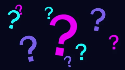 Set of Seven Glowing Neon Question Mark Symbols on Dark Background Vídeos de archivo 339396124