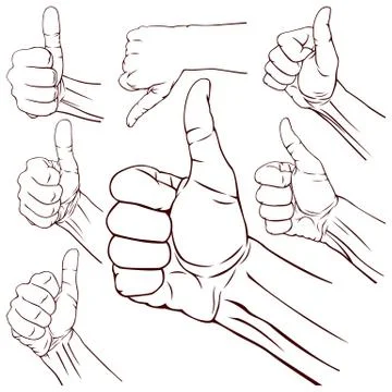 Set of seven hands Stock Illustration
