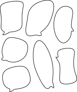 Set of seven isolated speech bubble outline templates. chat box icon. speec.. Illustrazione stock