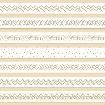 Set of seven pastel patterned brown or beige washi seamless border tapes for  Stock Illustration