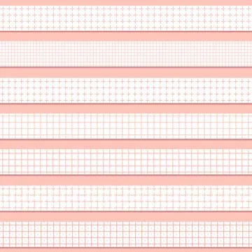 Set of seven pastel patterned pink washi seamless border tapes for scrapbooki Stock Illustration