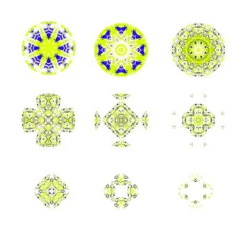Set of several circular illustrations in color design Stock Illustration