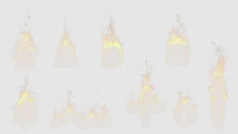 A set of several types of fire and flame on a transparent  background. Stock Footage 254117720