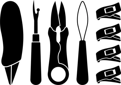 Set of sewing and tailoring tools and accessories silhouettes vector illust.. Stock Illustration