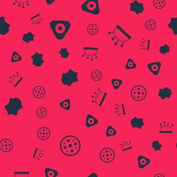 Set Sewing button, chalk, Leather and Needle bed and needles on seamless pattern Stock Illustration