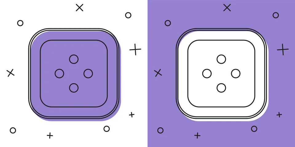 Set Sewing button for clothes icon isolated on white and purple background Illustrazione stock