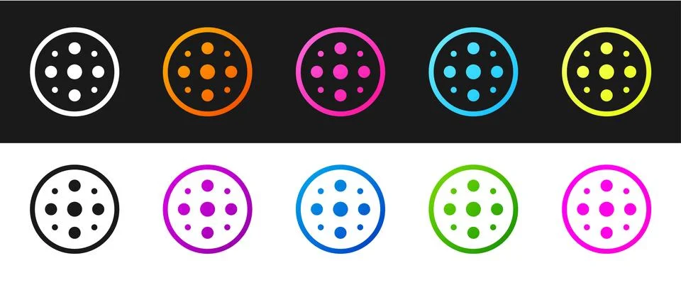 Set Sewing button for clothes icon isolated on black and white background. Cl Stock Illustration