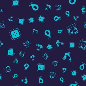 Set Sewing button for clothes, machine, Leather and Zipper on seamless pattern Illustrazione stock