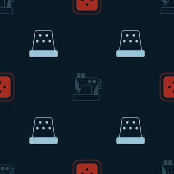 Set Sewing button for clothes, machine and Thimble sewing on seamless pattern Stock Illustration
