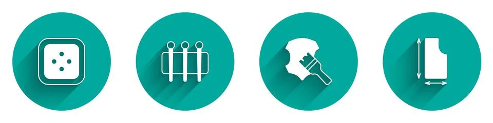 Set Sewing button for clothes, Needle sewing, Leather and pattern icon with long Stock Illustration