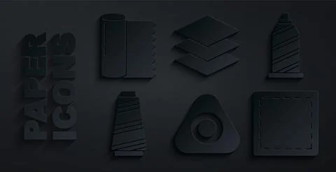 Set Sewing chalk, thread, Pattern, Layers clothing textile and Textile fabric Stock Illustration