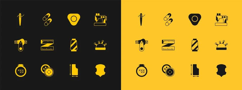 Set Sewing machine, button for clothes, thread spool, pattern, Tape measure.. Stock Illustration