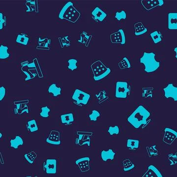 Set Sewing machine, Leather, Thimble for sewing and on seamless pattern. Vector イラスト素材