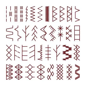 Set of sewing machine stitches isolated on white background. Vector illustration Stock Illustration