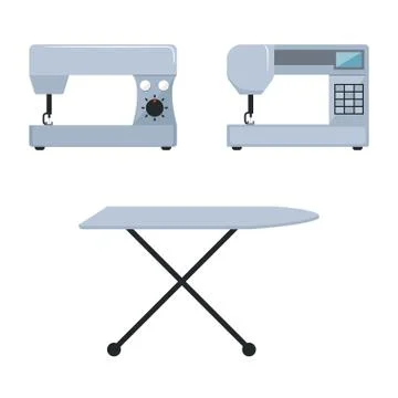 Set sewing machine on a white background Stock Illustration