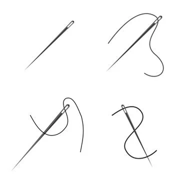 Set of sewing needles vector illustration, isolated on white background Stock Illustration