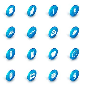 Set Sewing Pattern, Cutter tool, Mannequin, Electric iron, Zipper, Tape measure 스톡 일러스트